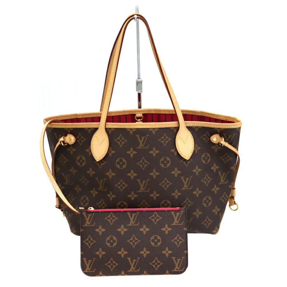 Louis Vuitton Neverfull Tote Bag Monogram Canvas Leather Brown